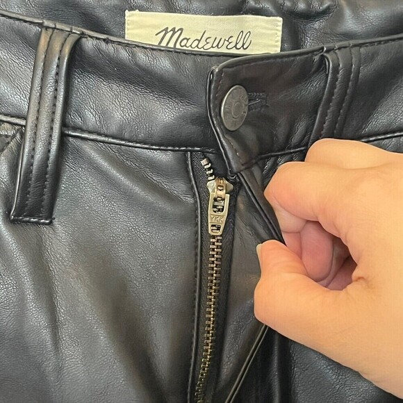 Madewell NWT Petite Perfect Vintage Jean Faux Leather Black Size 25P Straight - Picture 8 of 14